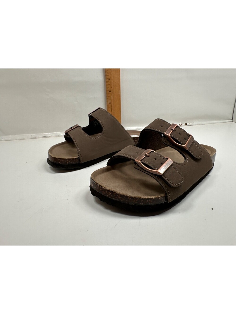 Maui Island Girl's Shoes Size 1M Birk Like Sandles Buckle Slide On Brown